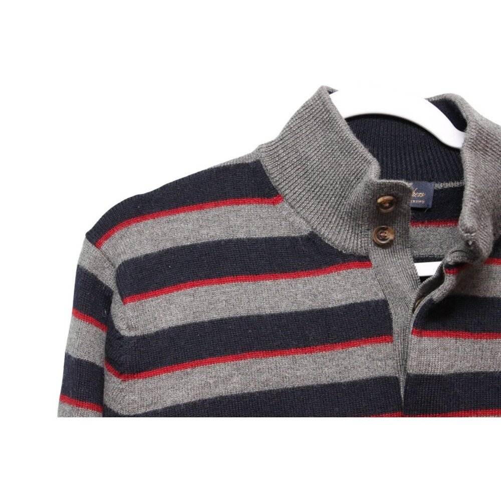 Brooks Brothers Mens Sweater Large 100% Merino Wool Extra Fine Italian Striped - Picture 4 of 12